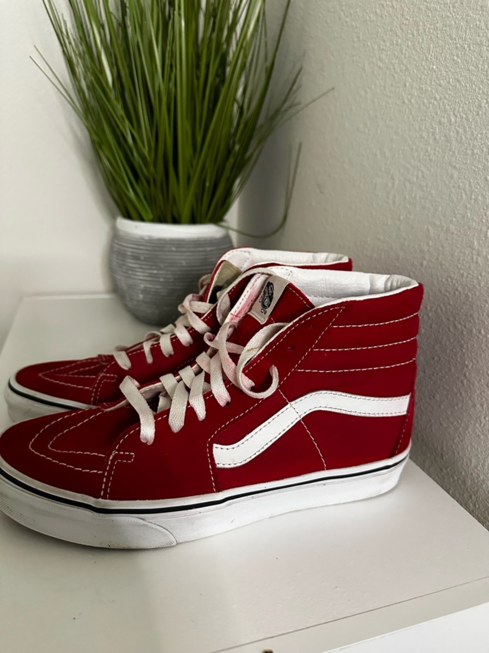 Vans Red & White High-Top Sneakers